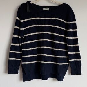 Navy and White Striped Knit Sweater